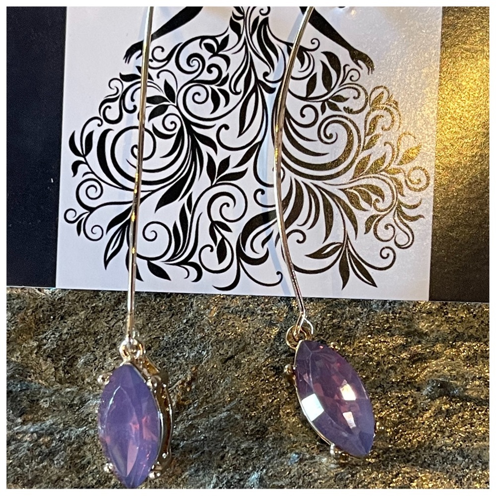Purple Opal Long Earrings - Picture 4 of 8